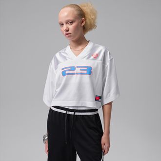 Nike Jordan Womens Jordan Brooklyn Jersey Top in White | IM6850-100