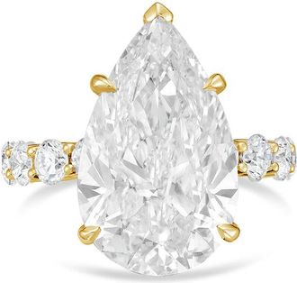 Diana M. Jewels 18kt yellow gold 8ct lab grown Pear Diamond Pav&eacute; Band Ring