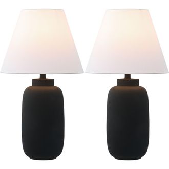 Jonathan Y Designs Elinore 24.5 Minimalist Scandinavian Resin/Iron Ginger Jar LED Table Lamp in Matte Black at Nordstrom