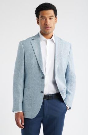 Nordstrom Wool & Linen Tweed Sport Coat in Blue Cross Tweed at Nordstrom Rack, Size 48 Long