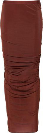 Rick Owens Shrimp ruched-detail skirt - women - Cupro/Elastane - 40 - Brown