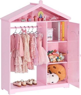 OEM Armario De Disfraces Para Ni&ntilde;os Con Espejo, Perchero Infantil Con Estantes, Mueble De Madera Estilo Cuento De Hadas Para Dormitorio, Juegos, Organizad