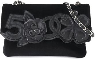 Chanel Pre-owned Velour Schoudertas - Dames - Vintage Schoudertas - Zwart - ONE Size - Leer - Vintage