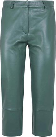 Frankie Shop Lior Leather Capri Pants - Dames - Leren Broeken - Groen - L - Leer - Broeken