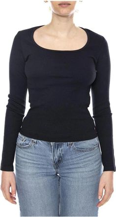 Levi's Essential Sqrd Neck Long Sleeve - Dames - Longsleeves - Zwart - L - Katoen - Tops