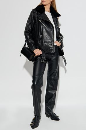 AllSaints Leather Pants Saige, Womens, Black