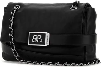 Balenciaga Womens Modu Shoulder Bag Black Leather