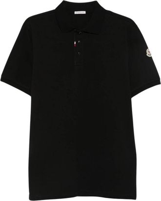 Moncler Polo shirt van katoen piqu&eacute; - Heren - Polos - Zwart - L - Katoen - Tops
