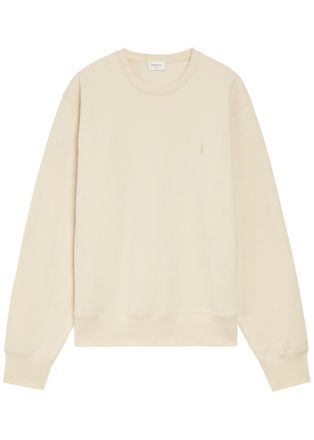 Saint Laurent Logo-embroidered Cotton Sweatshirt - Off White - XL