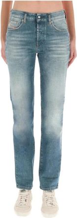 Diesel High-Waist Relaxed Fit Wide-Leg Denim Broek - Dames - Regular Fit Jeans - Blauw - W29 - Denim - Jeans