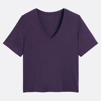 La Redoute Collections T-shirt met V-hals en korte mouwen