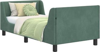 vidaXL Cama Para Ni&ntilde;os Con Cabecero Verde Mar 80 X 160 Cm Terciopelo Vidaxl