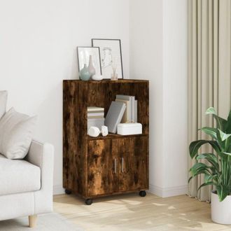 vidaXL Vidaxl - Mobiletto con Ruote Rovere Fumo 55x40x91 cm in Truciolato