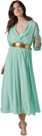 Pomandere 3/4 Mouw Jurk - Dames - Casual kleedjes - Blauw - S - Kleedjes