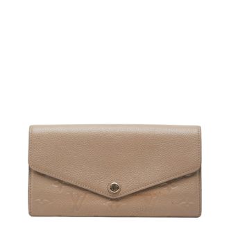 Louis Vuitton Beige Leather Long Wallet (Tri-Fold) (Pre-Owned)