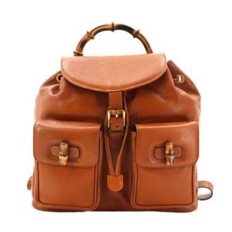 Gucci Pre-owned Backpacks, female, Brown, Size: ONE SIZE Pre-owned Leather Backpack