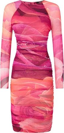 Roberto Cavalli Sheath Jurk met Rozenprint - Dames - Casual kleedjes - Roze - XS - Kleedjes
