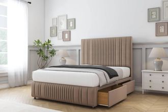 Comfort Beds The Foxy Plush Divan Base 4 Drawers - 26 Headboard-Footboard in Taupe | Size: Double