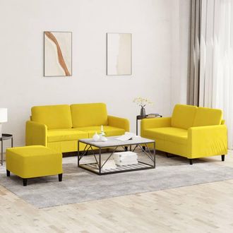 vidaXL Juego De Sof&aacute;s 3 Piezas Terciopelo Amarillo Vidaxl