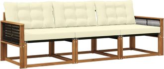 vidaXL Conjunto De Sof&aacute;s De Exterior 3 Uds. Natural Y Crema Vidaxl
