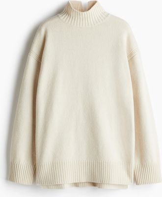 H&M Oversized Rollkragenpullover - Beige