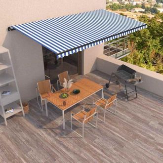 vidaXL Toldo Retr&aacute;ctil Manual Azul Y Blanco 600x350 Cm Vidaxl