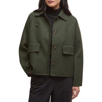 Barbour Leonie Wool Blend Overshirt in Olive at Nordstrom Rack, Size 12 Us / 16 Uk