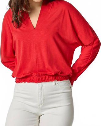 Lilla P Shawl Collar Wedge Top In Red