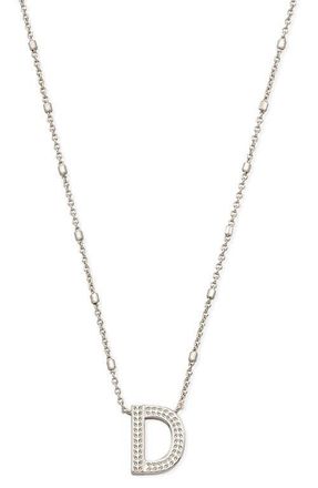 Kendra Scott Initial Pendant Necklace in Rhodium Metal-D at Nordstrom