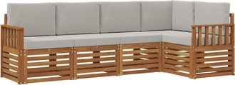 vidaXL Conjunto De Sof&aacute;s De Exterior 5 Uds. Gris Natural Y Claro Vidaxl
