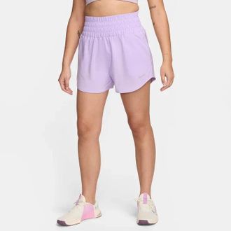 Nike One Shorts Womens Lilac Bloom Dri-FIT Brief-Lined Ultra High-Waist SRT69