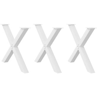 vidaXL Patas Para Mesa De Comedor En Forma De X (3 Unidades), Color Blanco, 90 X (72-73) Cm, Acero Vidaxl