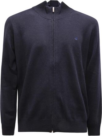 Brooksfield Wol Volledige Rits Trui Blauw - Heren - Vesten - Blauw - 3XL - Wol - Truien & Vesten