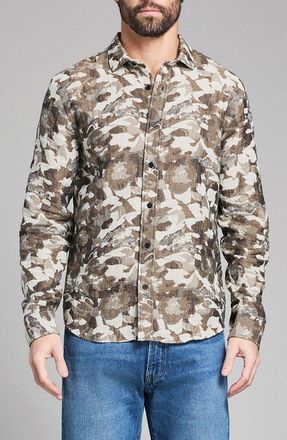 Billy Reid Camellia Jacquard Cedar Button-Up Shirt in Green Multi at Nordstrom, Size Xx-Large