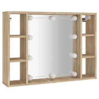 vidaXL Mueble Con Espejo Y Luces Led Roble Sonoma 76x15x55 Cm Vidaxl