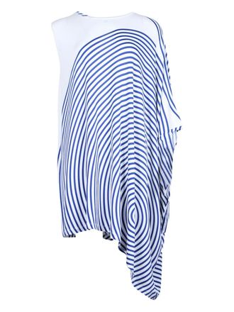 Maison Margiela striped asymmetric mini dress - women - Viscose - S - White