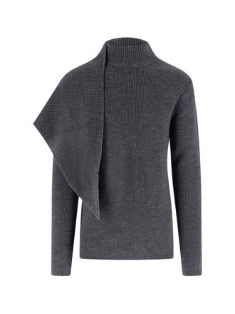 Entire studios Black Asymmetrical Ribbed Knit Top