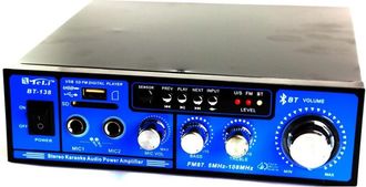 Trade Shop Trade Shop - Amplificador De Audio 12v 220v Usb Sd 2 Micr&oacute;fonos Mp3 Fm Casa Coche Bluetooth Bt138