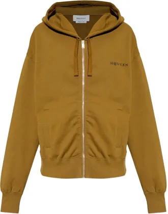 Alexander McQueen Felpa con cappuccio e zip - Marrone