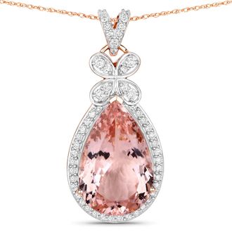 Diana M. Jewels Pink Morganite Pears 18x11.50mm ( Height: 7.10mm ) - 1Pc + White Diamond F/C Round 1.50mm(I1/I color) - 5Pcs + White Diamond F/C Round 1.20mm(I1/I col