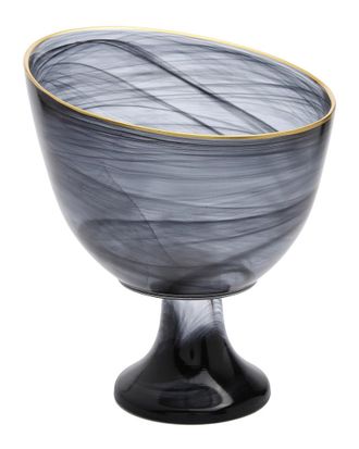 Classic Touch Black Alabaster Footed Candy Bowl with Gold Rim