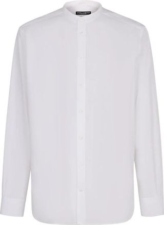 Dolce & Gabbana Band Collar Jurkhemd - Heren - Casual Overhemden - Wit - XL - Katoen - Overhemden