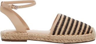 Marc Fisher Bessie Espadrille Flat Black/Beige Stripe BESSY-BRN Womens