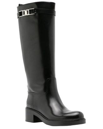 Ferragamo Gancini 55Mm Leather Knee Boot
