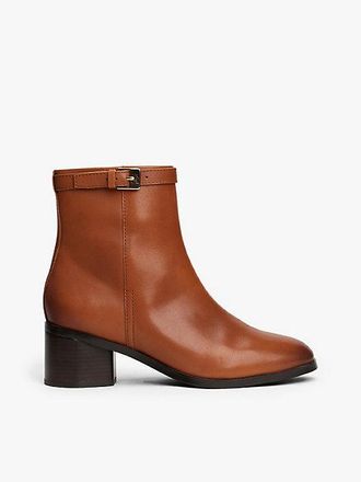 Tommy Hilfiger Leather TH Monogram Buckle Ankle Boots