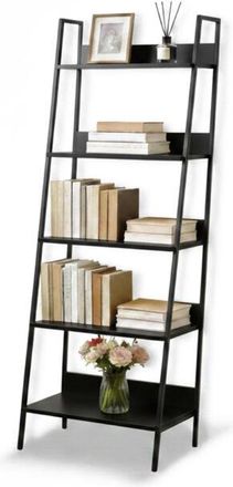 Relaxdays Relaxdays freestanding ladder shelf, modern 5-tier for plants, books & decor, H x W x D: 170 x 60 x 30 cm, natural white