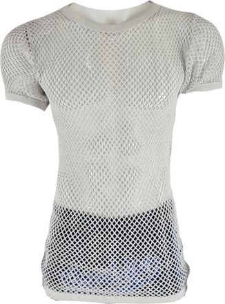 Generic Mens Urban Designer Fishnet String Mesh Summer Cotton Muscle T-Shirt, Black, Red, Blue, Yellow (UK, Alpha, XL, Regular, Regular, White)