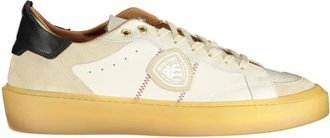 Blauer Leren Sneaker - Heren - Sneakers - Wit - 40 EU - Leer - Schoenen
