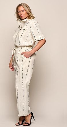 Mart Visser Paige Print Broek Offwhite / Zwart Maxi