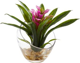 Nearly Natural Tropical Bromeliad In Angled Vase Artificial Arrangement